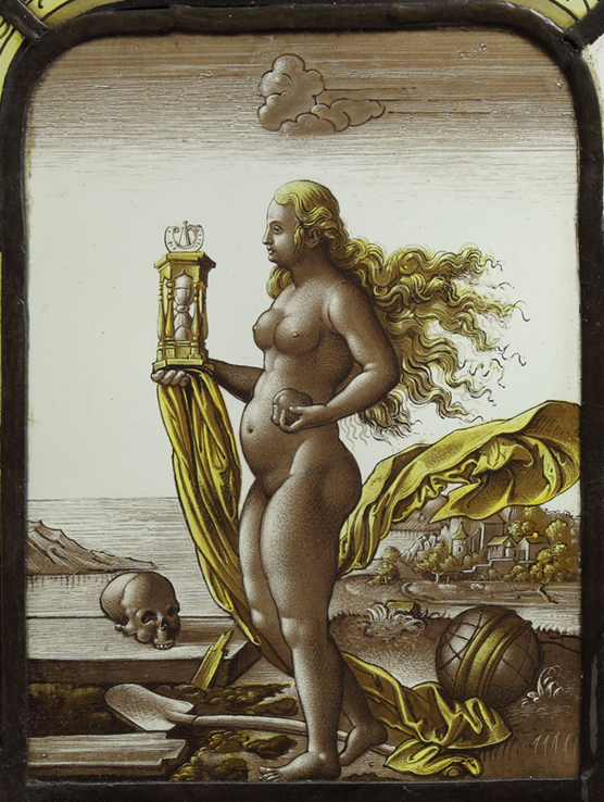 Fragment of a stained-glass window with an allegory of death, 19th century private collection