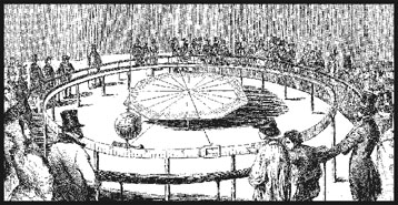The experiment, made in 1852 by Foucault at Pantheon, in Paris. Contemporary picture.