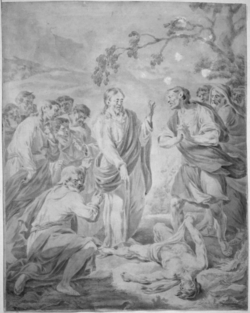Chrystus uzdrawiający epileptyka, rysunek z XVIII w., Muzeum Mikołaja Kopernika we Fromborku