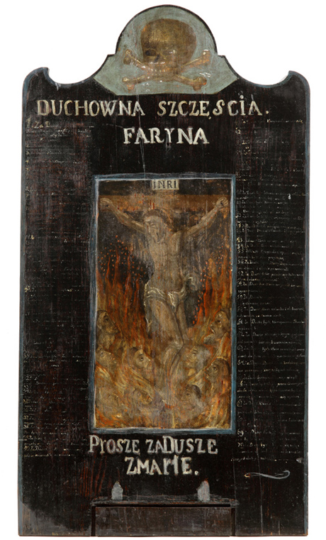 Faryna - tablica zaduszna inaczej skarbona duchowa (duchowa loteria), XVIII w. Zbiory prywatne 