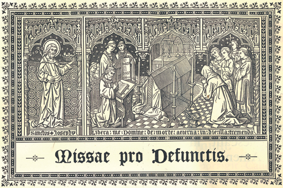 Msza św. za zmarłego, ilustracja z Mszału Rzymskiego z 1915 r.