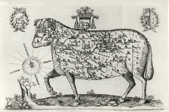 Stylizowana mapa Warmii z drugiej połowy XVII w.